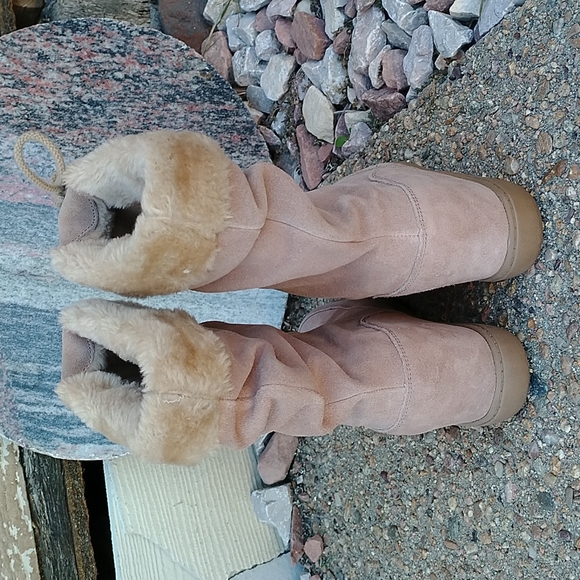 Skechers +3 nude suede leather slouch hidden wedge boots women's 7.5 - Picture 4 of 10